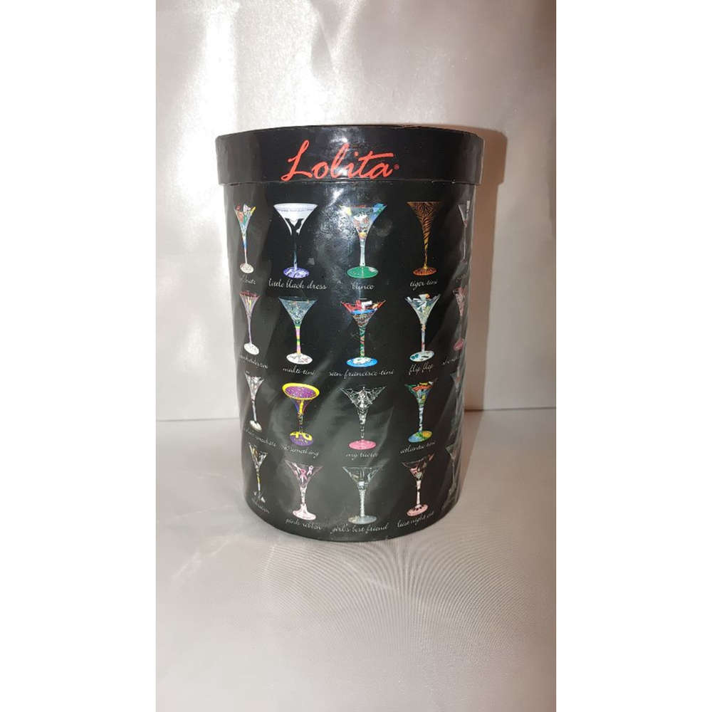 Lolita TGIF Hand Painted Martini Glass RARE in Original Box
